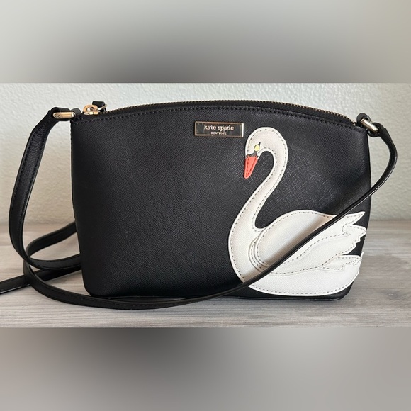 kate spade Handbags - Rare Kate Spade Swan Around Millie Black Saffiano Leather Crossbody Bag